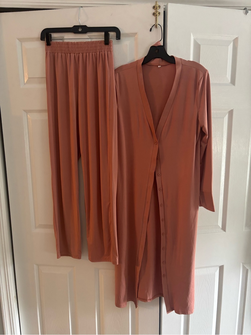 Mauve Dusty Rose Two-Piece Button Front Lounge Set